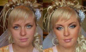 machiaj de nunta, înainte și după fotografii