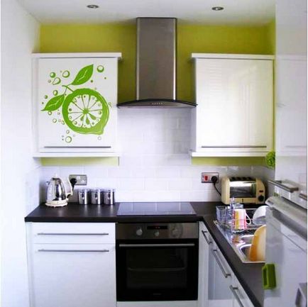 Bucătărie mică de design fotografie mici pătrate, idei și soluții de proiectare, mostre de bucătării elegante,