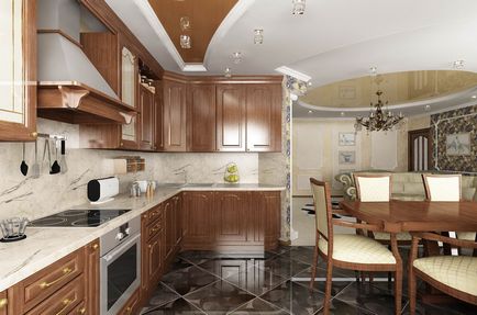 proiect de design de bucătărie (60 fotografii) realizat, finisat, instrucțiuni video gratuit - cum (Bucătăria sala de mese combinate) proiect de design de bucătărie (60 fotografii) realizat, de instrucțiuni terminat, video gratuit - cum
