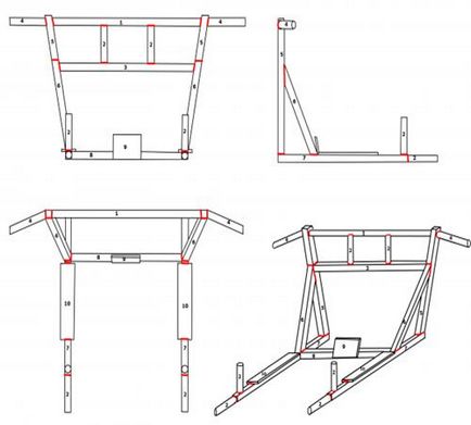 Acasă bară orizontală cu mâinile, portalul de construcție