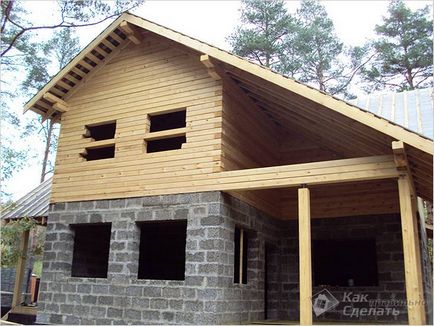 Casa arbolita mâinile proprii - construcția de case din lemn-beton blocuri fotografie