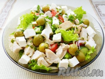 salata greceasca cu pui - reteta cu fotografii