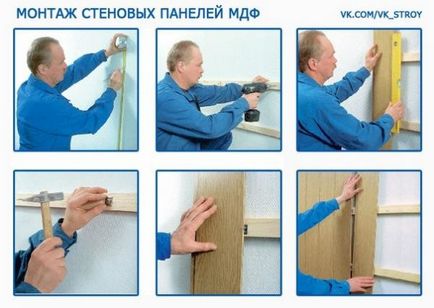 Cum de a stabili panouri MDF la peretele de fotografii și instrucțiuni de instalare materiale video cu mâinile și kleymerami lor