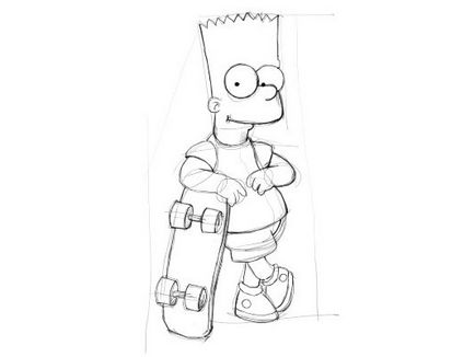 Cum de a desena etape creion Bart Simpson