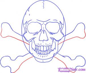 Cum de a desena un craniu și oase încrucișate, pas cu pas