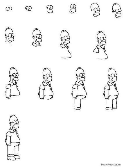 Cum să atragă Homer Simpson în etape
