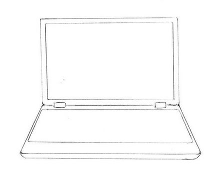 Cum de a desena un calculator laptop în etape creion