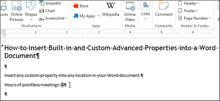 Cum se introduce o suplimentare built-in și personalizate proprietăți în document word