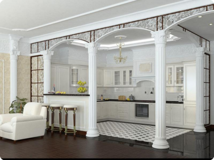 aspect bucătărie-sufragerie-living, fotografie idei de design
