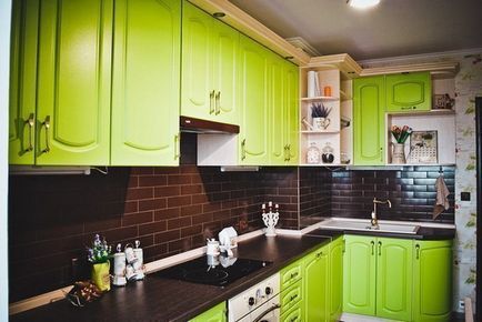 Bucătărie în verde design interior 25 fotografie