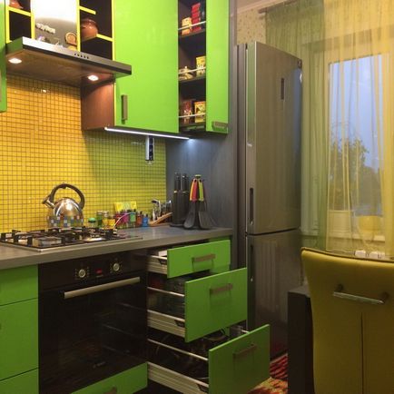 Bucătărie în verde design interior 25 fotografie