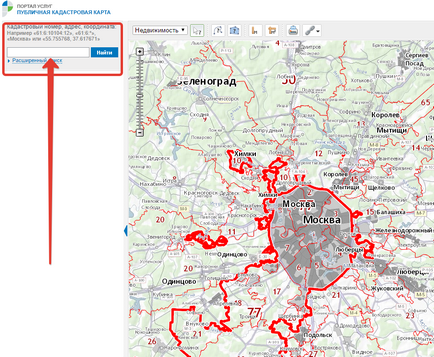 Găsiți un site pe numărul cadastral căutare de adrese de teren, pentru a afla coordonatele,