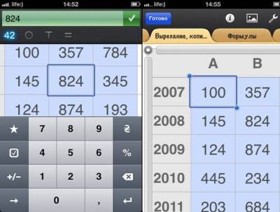 Numerele de program program de calcul tabelar pentru Apple iPhone