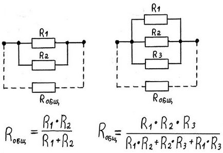 Rezistența totală a circuitului, astfel încât să fie egală cu și cum să găsească formula
