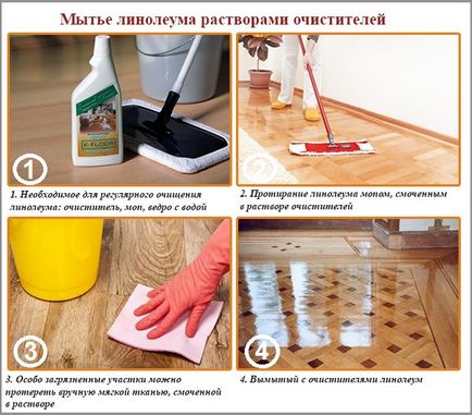 mijloace de curățare și protecție pentru tipuri de linoleum și metode de acoperire