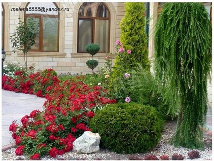 Efectuarea de paturi in apropiere de casa fotografia lui rukami- de flori frumoase într-o curte privată