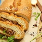 Plăcintă de pâine pita cu carne tocată în cuptor, rețeta cu o fotografie