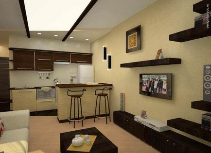 Dispunerea de mobilier în bucătărie și dreptul de proiecte, opțiuni, exemple de fotografii zonarea