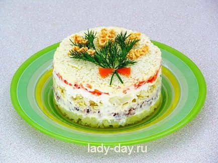 Salata - Mimosa - o reteta clasica cu alimente conservate, retete simple cu fotografii
