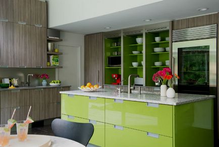Designul expresiv al bucătăriei în verde (50 poze)