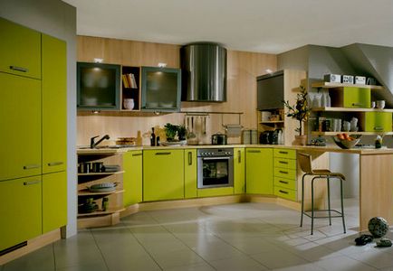 Designul expresiv al bucătăriei în verde (50 poze)