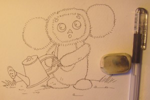 Cum să atragă pas cu pas Cheburashka