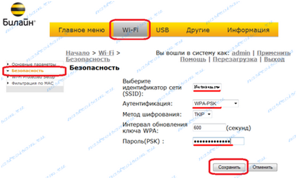 Beeline WiFi modul de configurare