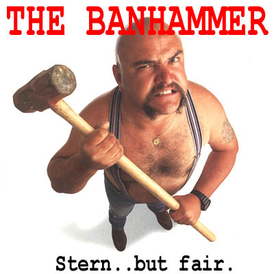Banhammerom, iichan Netlore, banhammer, interdicție, banhammerom, imageboard, moderare