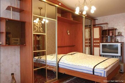 Proiectarea o cameră de zi cu un dormitor de 15 mp, 18 m patrati, 20 de metri pătrați, în interiorul unui lung și îngust
