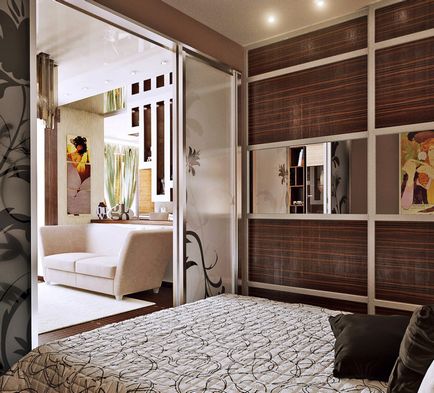 Cameră de design living combinat cu un dormitor într-o singură cameră