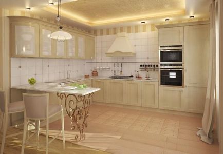 Design de bucătărie într-o casă privată în interiorul diferitelor concedierile