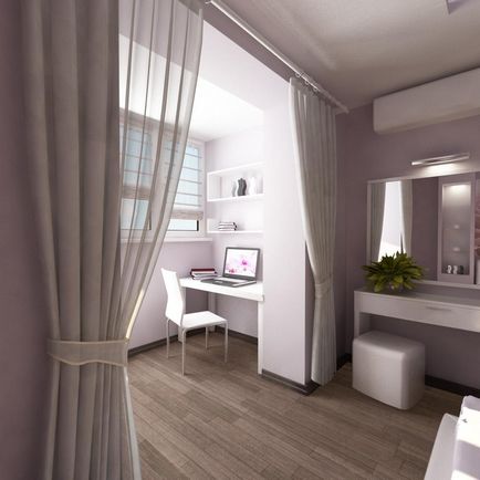 Proiectarea un dormitor cu un balcon in apartament - opțiuni foto