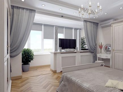 Proiectarea un dormitor cu un balcon in apartament - opțiuni foto