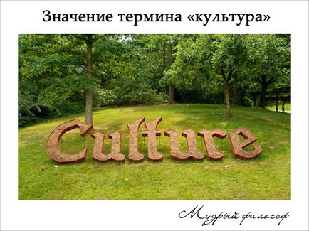 Sensul original al termenului „cultură“ și conținutul actual al acestui concept, un filozof înțelept