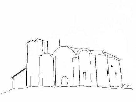 Cum de a desena o biserică, templu, etape catedrala creion