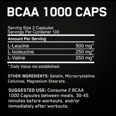 Cum să luați optim nutriție BCAA 1000 capace, caracteristici și compoziție