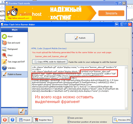 Cum de a crea și publica Flash banner pe site-ul