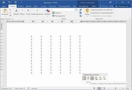 Cum se introduce tabel Excel în Word