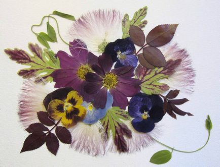 Imagini din petalele de flori și frunze
