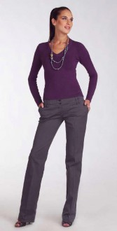 pantaloni pânză, cu ce să poarte femei și bărbați - model de tocuri violet