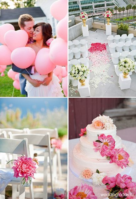 decorare nunta in roz pal roz, roz și alb menta, roz