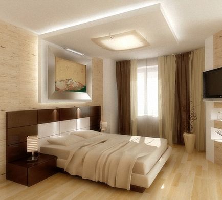 Plafonul în proiectarea dormitor, fotografie, portal de construcție