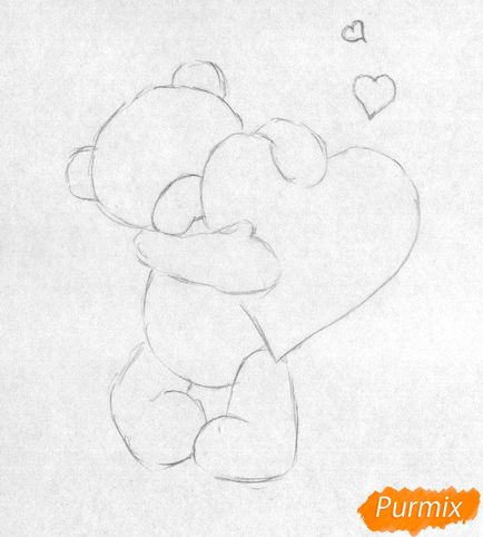 Desenați un ursuleț cu o inimă în ziua Sf.