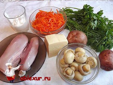 Salata - Glade ciuperci - reteta de pui cu o fotografie