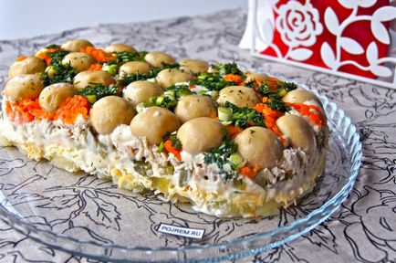 Salata - de compensare - cu ciuperci și pui - un pas cu pas reteta pentru modul de a găti cu fotografii