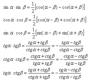 Formula trigonometric, conversia trigonometrice dublei formula unghi