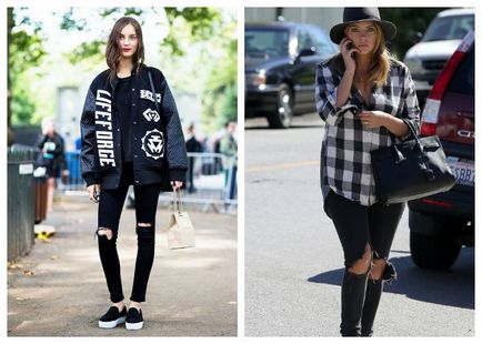 Ce să poarte cu tendință de blugi rupți de moda stradă, fotografii