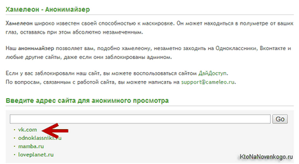 Care este Anonimizator (cameleon, mosoare) sau cum se ascunde adresa IP pentru a conecta VKontakte,