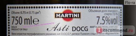 Vin spumant Martini Asti - «Asti Martini - șampanie mea preferată! O trecere în revistă detaliată a acestui