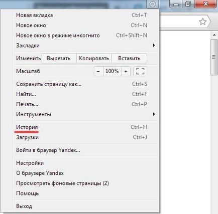 Instrucțiuni privind modul de a șterge istoricul Yandex browser